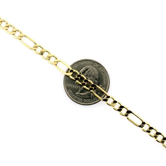 Real 10K Yellow Gold 4.5mm Figaro Link Chain Necklace 18" inch - Picture 2 of 6